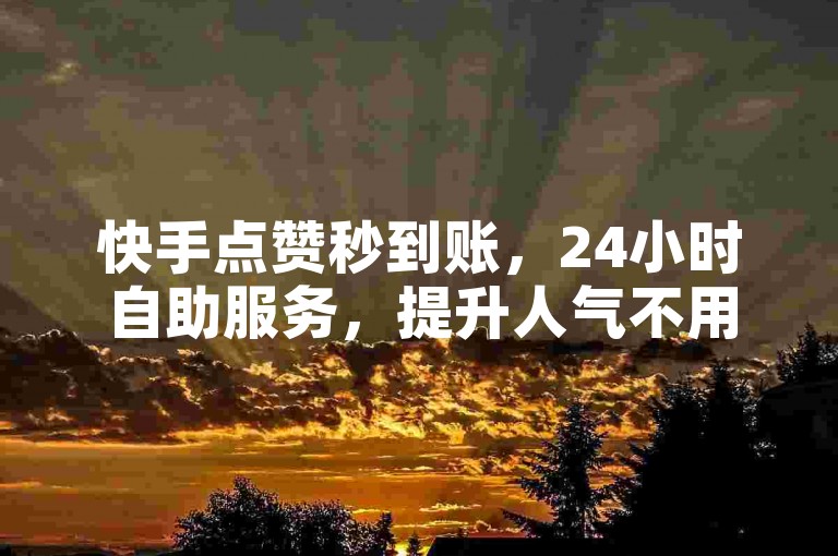 快手点赞秒到账，24小时自助服务，提升人气不用等。