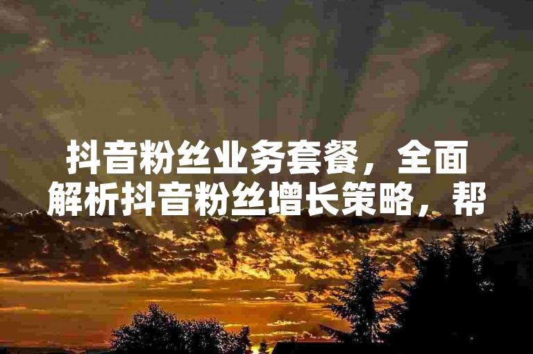 抖音粉丝业务套餐，全面解析抖音粉丝增长策略，帮你迅速积累人气。
