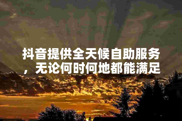 抖音提供全天候自助服务，无论何时何地都能满足您的需求。