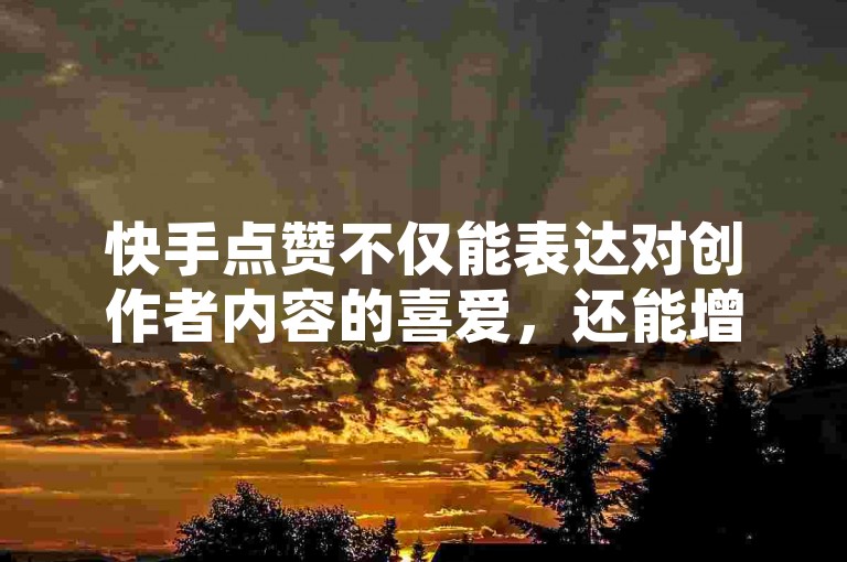 快手点赞不仅能表达对创作者内容的喜爱，还能增加视频的曝光度，促进创作者与观众之间的互动。