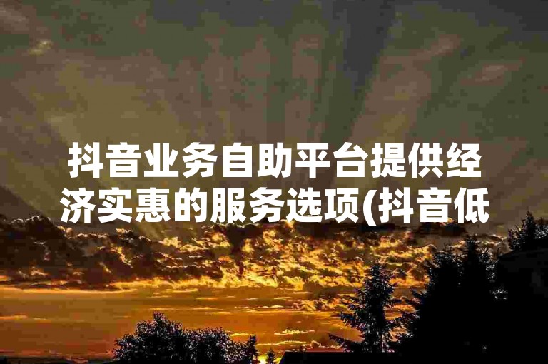 抖音业务自助平台提供经济实惠的服务选项(抖音低价自助服务)。