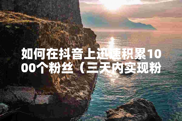 如何在抖音上迅速积累1000个粉丝（三天内实现粉丝数破千）。