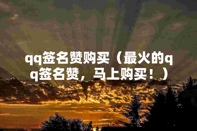 qq签名赞购买（最火的qq签名赞，马上购买！）