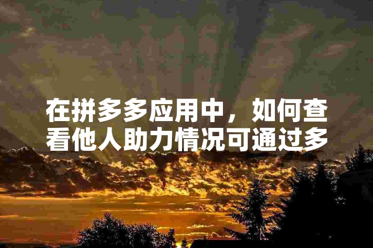 在拼多多应用中，如何查看他人助力情况可通过多多帮忙助力功能实现。