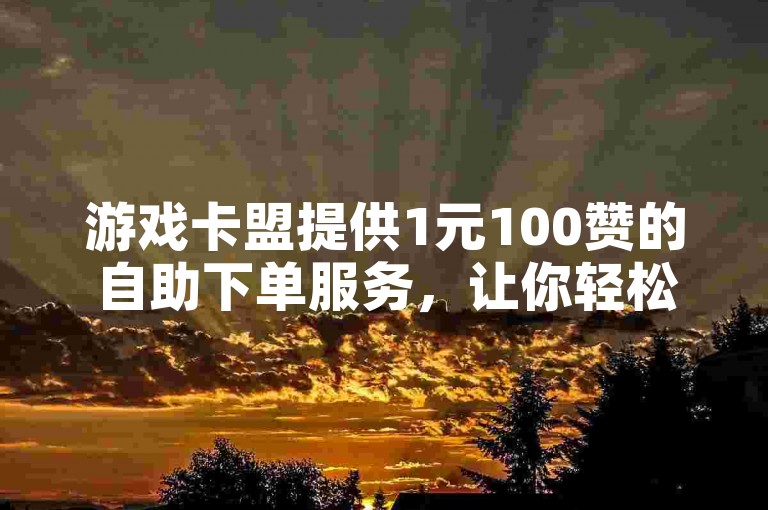 游戏卡盟提供1元100赞的自助下单服务，让你轻松获得大量点赞。
