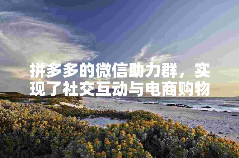 拼多多的微信助力群，实现了社交互动与电商购物的无缝对接。