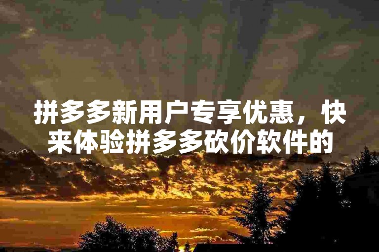 拼多多新用户专享优惠，快来体验拼多多砍价软件的便捷与乐趣。