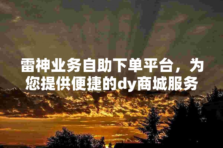 雷神业务自助下单平台，为您提供便捷的dy商城服务。