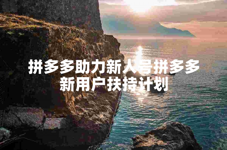 拼多多助力新人号拼多多新用户扶持计划