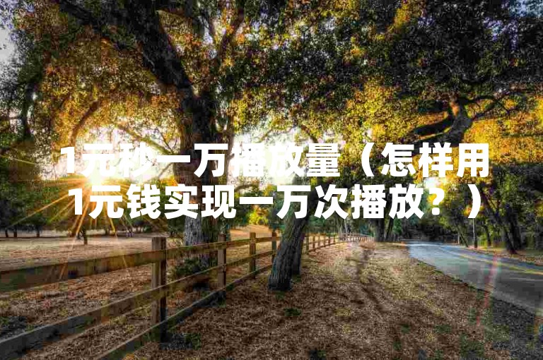 1元秒一万播放量（怎样用1元钱实现一万次播放？）