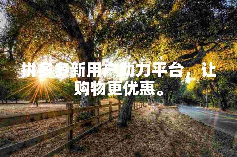 拼多多新用户助力平台，让购物更优惠。