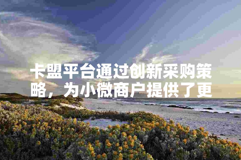 卡盟平台通过创新采购策略，为小微商户提供了更加高效的供应链解决方案。