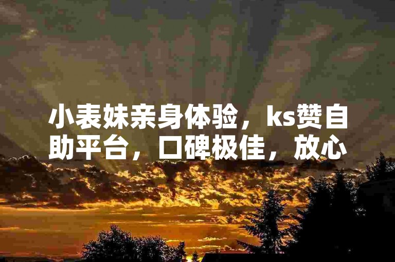 小表妹亲身体验，ks赞自助平台，口碑极佳，放心使用！