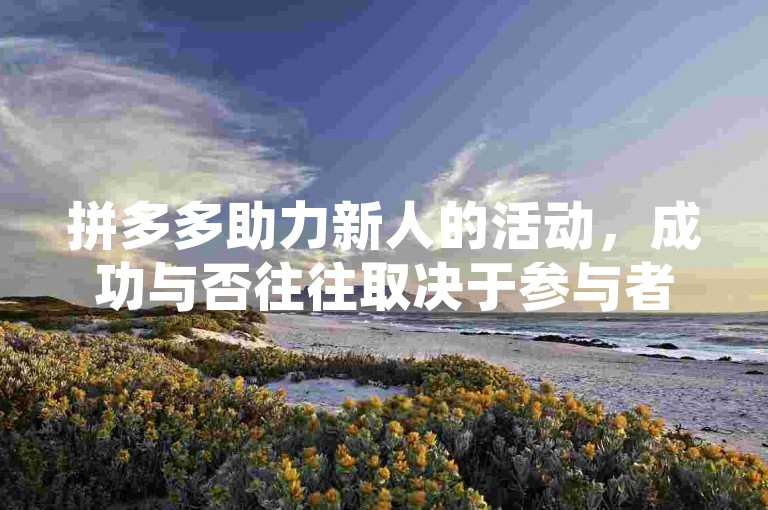 拼多多助力新人的活动，成功与否往往取决于参与者的社交网络和互助意愿。