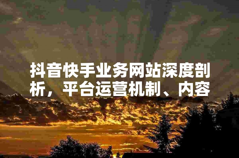 抖音快手业务网站深度剖析，平台运营机制、内容创新及未来走向探讨！2024不可错过