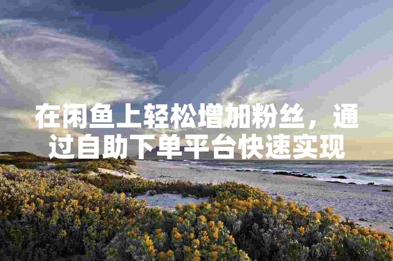 在闲鱼上轻松增加粉丝，通过自助下单平台快速实现秒刷效果。