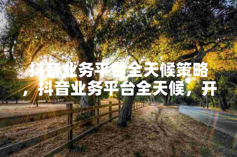 抖音业务平台全天候策略，抖音业务平台全天候，开启业务新篇章！新手必读！