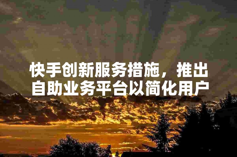 快手创新服务措施，推出自助业务平台以简化用户开店流程。