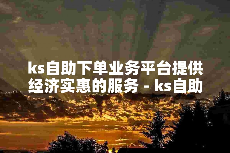 ks自助下单业务平台提供经济实惠的服务 - ks自助下单服务值得信赖吗？