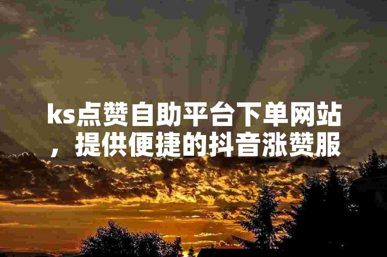 ks点赞自助平台下单网站，提供便捷的抖音涨赞服务，让轩墨的作品更受欢迎。