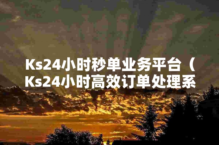 Ks24小时秒单业务平台（Ks24小时高效订单处理系统现已推出）