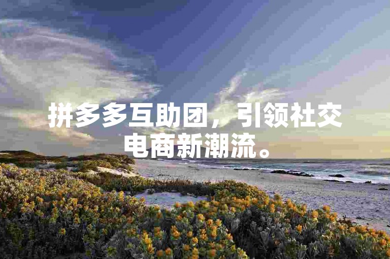拼多多互助团，引领社交电商新潮流。