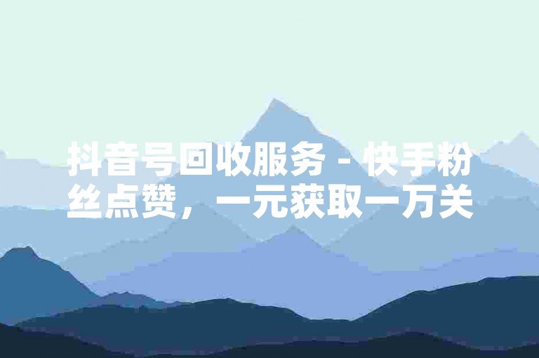 抖音号回收服务 - 快手粉丝点赞，一元获取一万关注。