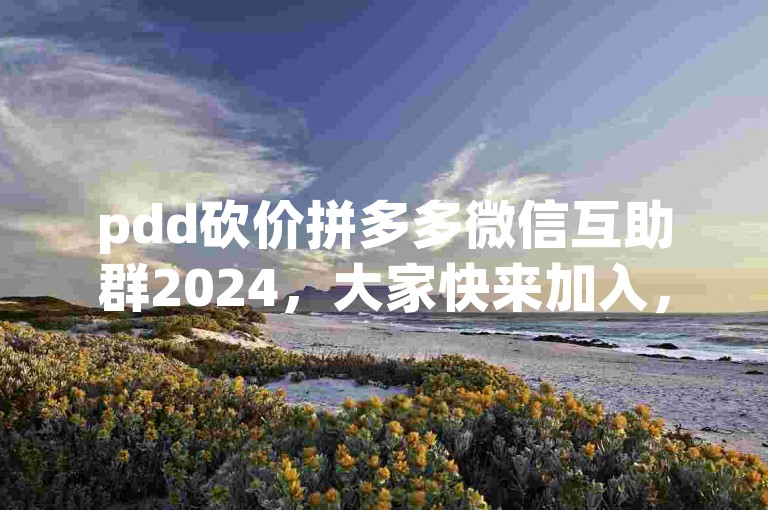 pdd砍价拼多多微信互助群2024，大家快来加入，一起享受砍价的乐趣吧！