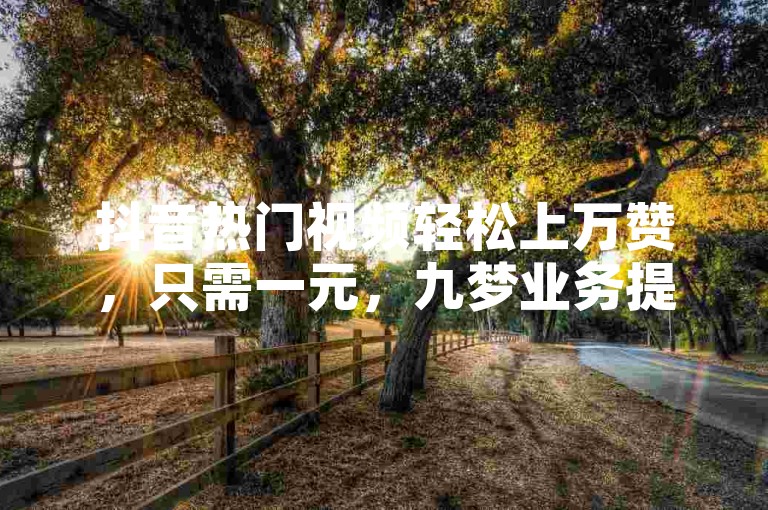 抖音热门视频轻松上万赞，只需一元，九梦业务提供快速服务 - 低价下单平台 - 穿越火线卡盟。