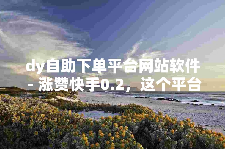 dy自助下单平台网站软件 - 涨赞快手0.2，这个平台提供了便捷的服务来增加快手视频的点赞数。