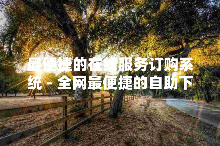 最便捷的在线服务订购系统 - 全网最便捷的自助下单平台dy软件。