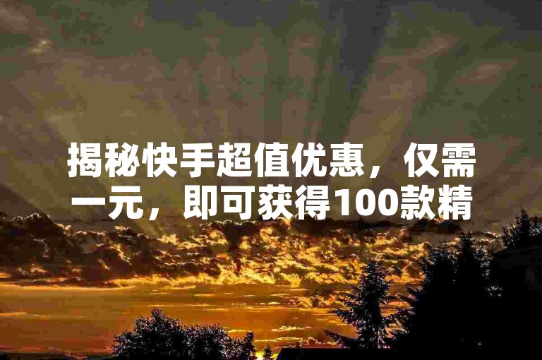 揭秘快手超值优惠，仅需一元，即可获得100款精选软件，2025年必备技能等你掌握！