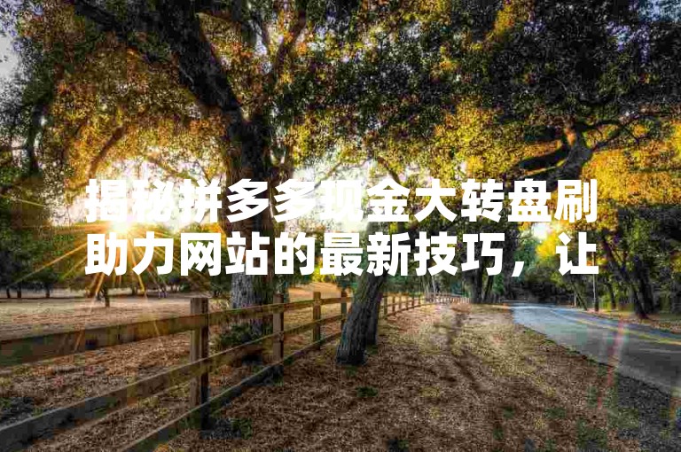 揭秘拼多多现金大转盘刷助力网站的最新技巧，让你轻松积攒助力，赢取更多现金大奖！2024年必备技能。