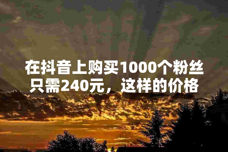 在抖音上购买1000个粉丝只需240元，这样的价格是否划算？同时，探索低价下单平台提供的最优惠选项，以及快手上的一万粉丝服务和抖音点赞充值链接。