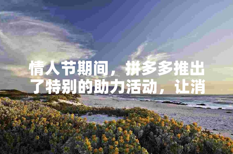 情人节期间，拼多多推出了特别的助力活动，让消费者在享受购物乐趣的同时，还能通过邀请好友助力获得额外优惠。