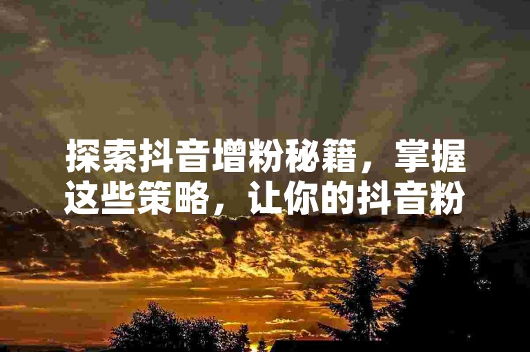 探索抖音增粉秘籍，掌握这些策略，让你的抖音粉丝量在2025年实现飞跃！