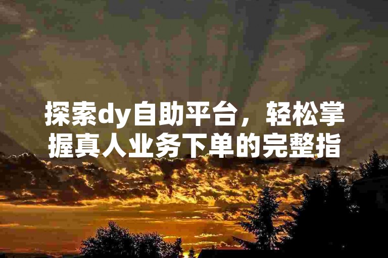 探索dy自助平台，轻松掌握真人业务下单的完整指南。