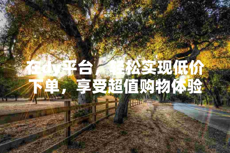 在dy平台，轻松实现低价下单，享受超值购物体验。