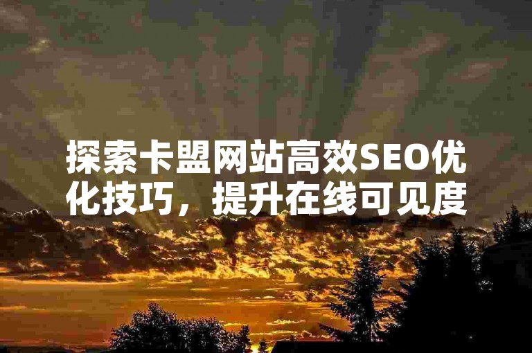 探索卡盟网站高效SEO优化技巧，提升在线可见度。