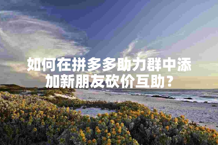 如何在拼多多助力群中添加新朋友砍价互助？