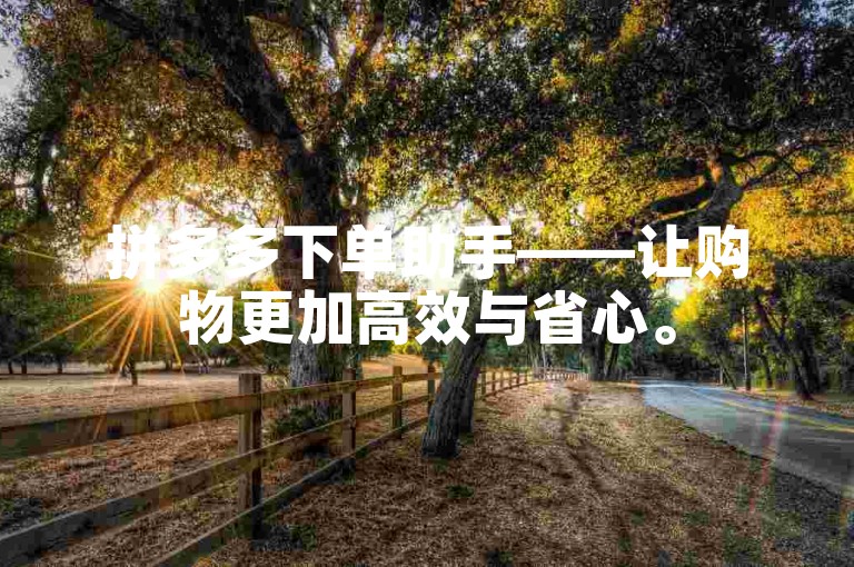 拼多多下单助手——让购物更加高效与省心。