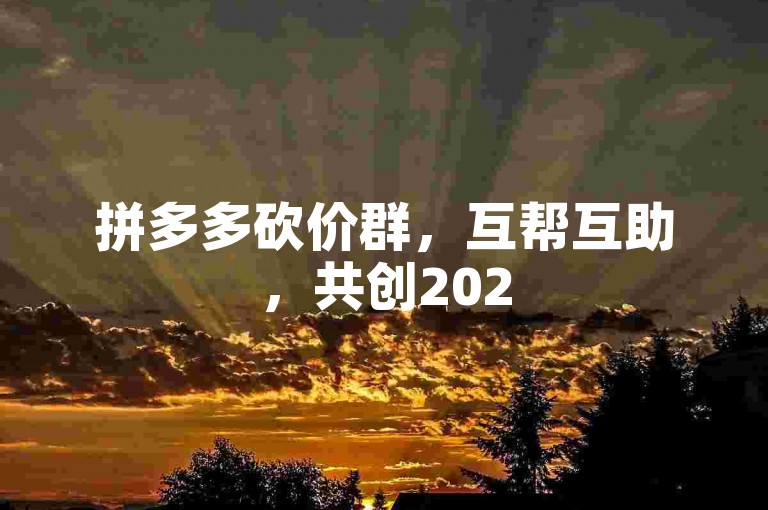拼多多砍价群，互帮互助，共创2025新辉煌。