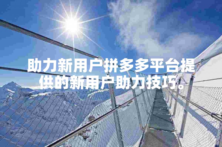 助力新用户拼多多平台提供的新用户助力技巧。