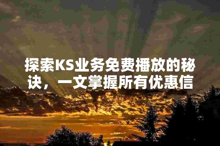 探索KS业务免费播放的秘诀，一文掌握所有优惠信息！