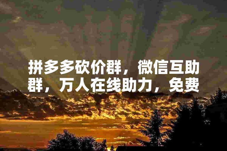 拼多多砍价群，微信互助群，万人在线助力，免费参与。