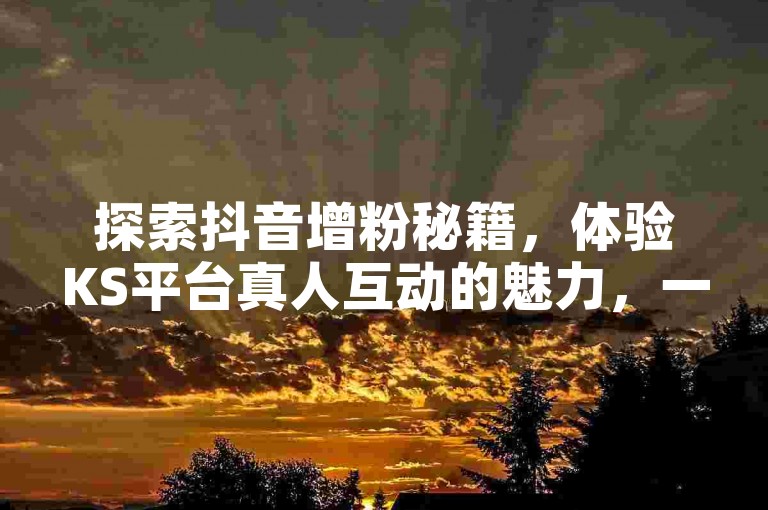 探索抖音增粉秘籍，体验KS平台真人互动的魅力，一键下载业务自助工具，解锁点赞双击新策略。