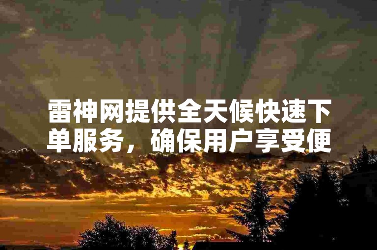 雷神网提供全天候快速下单服务，确保用户享受便捷与实惠。