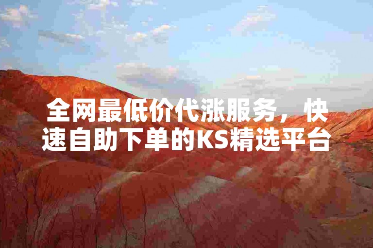全网最低价代涨服务，快速自助下单的KS精选平台网站。