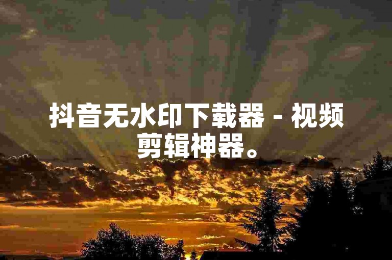 抖音无水印下载器 - 视频剪辑神器。