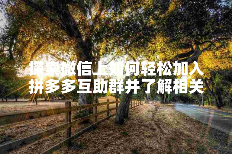 探索微信上如何轻松加入拼多多互助群并了解相关要点。